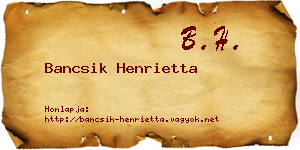 Bancsik Henrietta névjegykártya